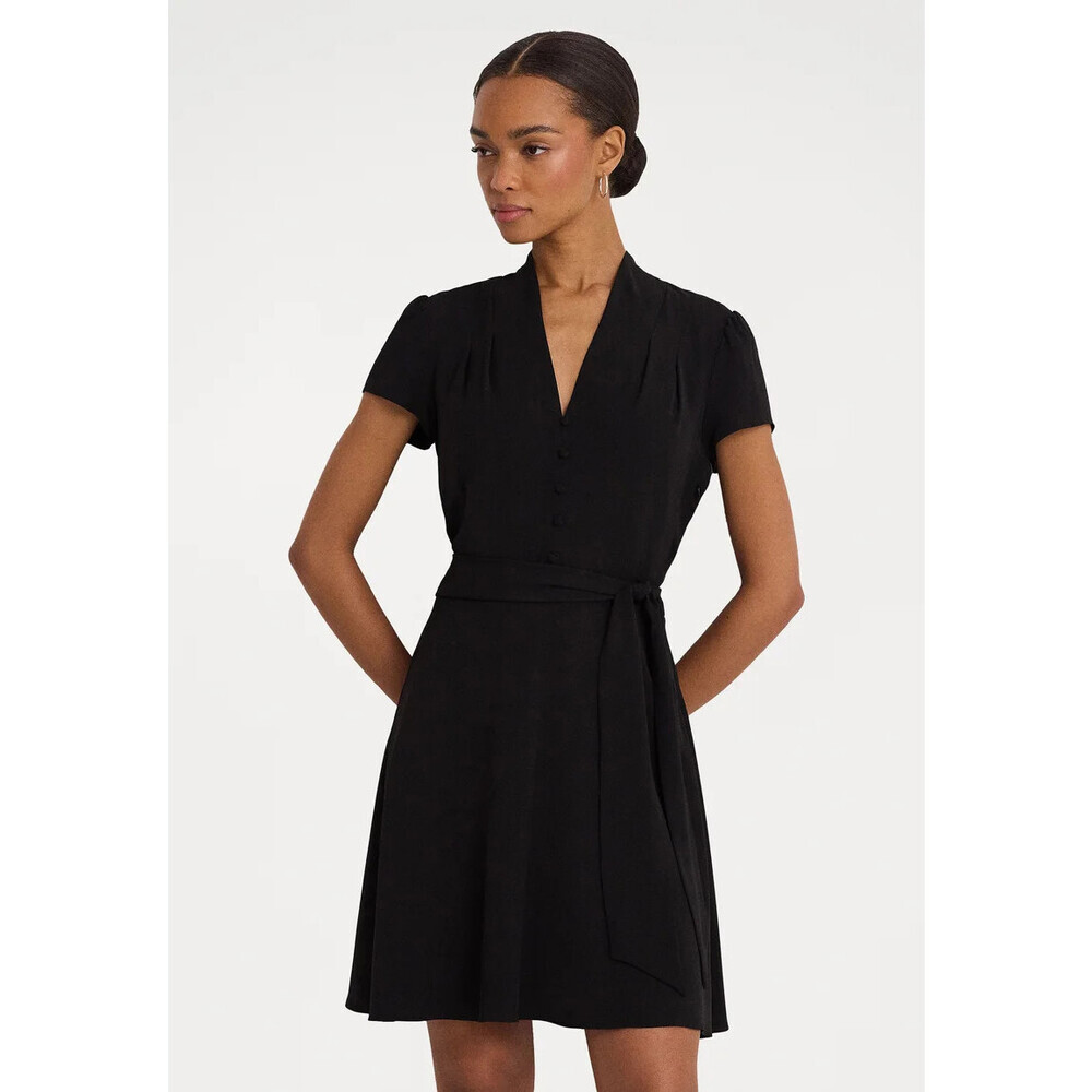 Lauren Ralph Lauren women's SHORT SLEEVE DAYDRESS Belted in black size 6 $220 - Picture 8 of 16